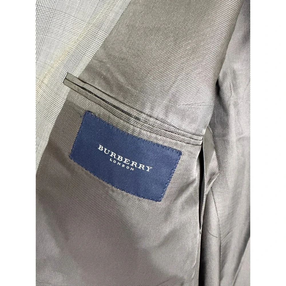 Burberry London Mens 43R Wool Glen Plaid Blazer Sport Coat Grey 2 Button USA